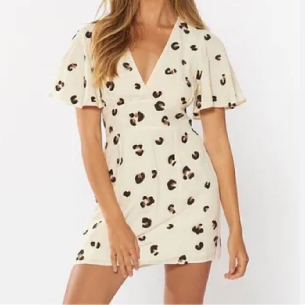 Red Carter Leopard Patterned Valeria Mini Dress in Size Medium